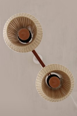 Teak Hanging Lamp with 2 Shades, Sweden, 1960s-EZZ-1736074