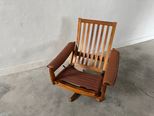 Teak & Leather Armchair, Sofa & Ottoman by Söda Galvano, 1960s, Set of 4-EBP-2016660