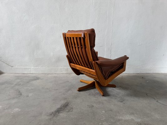 Teak & Leather Armchair, Sofa & Ottoman by Söda Galvano, 1960s, Set of 4-EBP-2016660