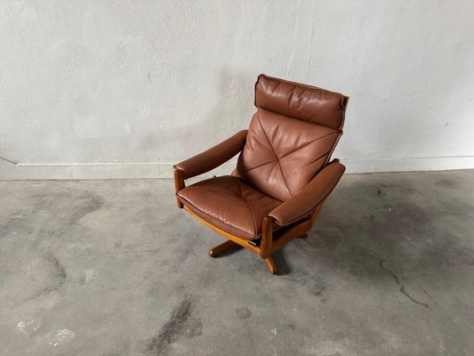 Teak & Leather Armchair, Sofa & Ottoman by Söda Galvano, 1960s, Set of 4-EBP-2016660