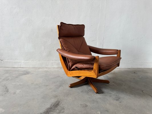 Teak & Leather Armchair, Sofa & Ottoman by Söda Galvano, 1960s, Set of 4-EBP-2016660