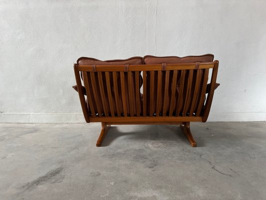 Teak & Leather Armchair, Sofa & Ottoman by Söda Galvano, 1960s, Set of 4-EBP-2016660