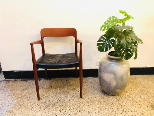 Teak & Leather Dining Chair by N.O. Møller for J.L. Møllers, 1950s-RZY-792005