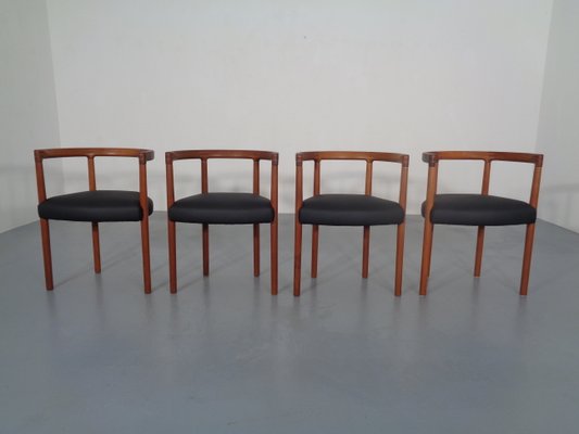 Teak & Leather Model 195 Dining Chairs by Ole Gjerløv-Knudsen & Torben Lind for France & Søn / France & Daverkosen, 1960s, Set of 4-RDW-772010