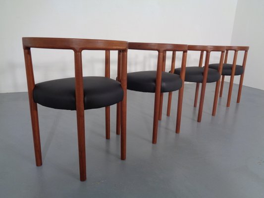 Teak & Leather Model 195 Dining Chairs by Ole Gjerløv-Knudsen & Torben Lind for France & Søn / France & Daverkosen, 1960s, Set of 4-RDW-772010