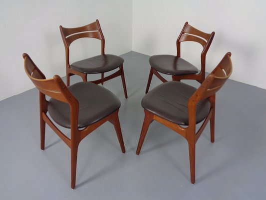 Teak & Leather Model 310 Dining Chairs by Erik Buch for Chr. Christensen, Set of 4, 1960s-RDW-1334352