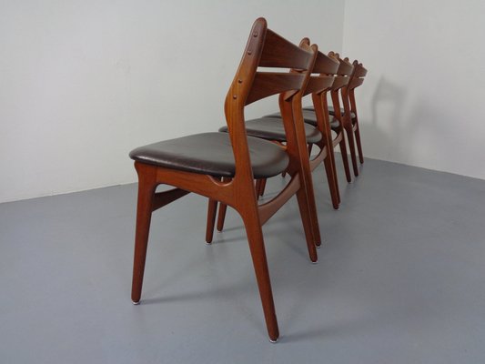 Teak & Leather Model 310 Dining Chairs by Erik Buch for Chr. Christensen, Set of 4, 1960s-RDW-1334352