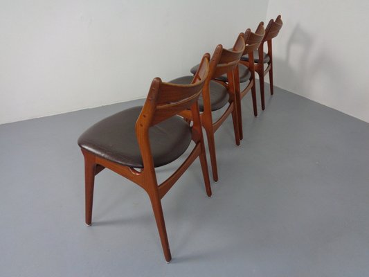 Teak & Leather Model 310 Dining Chairs by Erik Buch for Chr. Christensen, Set of 4, 1960s-RDW-1334352