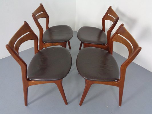 Teak & Leather Model 310 Dining Chairs by Erik Buch for Chr. Christensen, Set of 4, 1960s-RDW-1334352