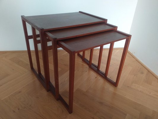 Teak Nesting Tables, Denmark, 1960s, Set of 3-TZ-890839