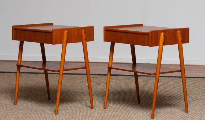 Teak Nightstands from Carlström & Co Mobelfabrik, Sweden, 1950s, Set of 2-JE-987135