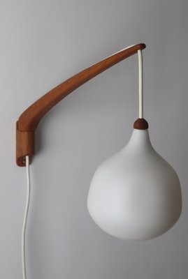 Teak & Opal Glass Wall Lamp by Uno & Eastern Kristansson, 1950s-ESB-1452671