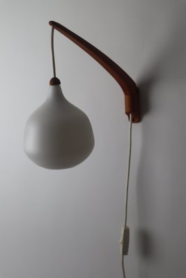 Teak & Opal Glass Wall Lamp by Uno & Eastern Kristansson, 1950s-ESB-1452671