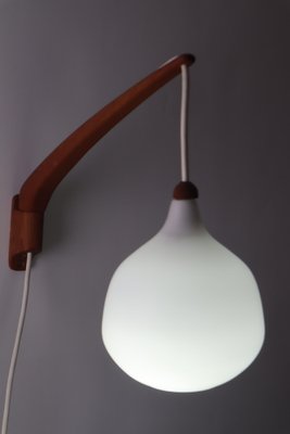 Teak & Opal Glass Wall Lamp by Uno & Eastern Kristansson, 1950s-ESB-1452671