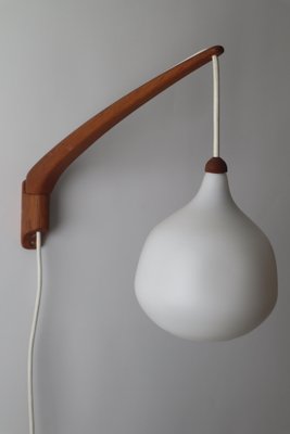 Teak & Opal Glass Wall Lamp by Uno & Eastern Kristansson, 1950s-ESB-1452671