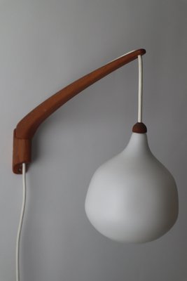 Teak & Opal Glass Wall Lamp by Uno & Eastern Kristansson, 1950s-ESB-1452671