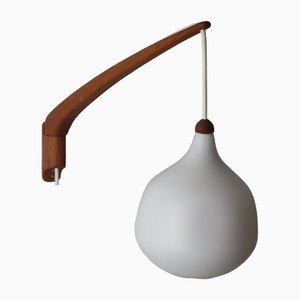 Teak & Opal Glass Wall Lamp by Uno & Eastern Kristansson, 1950s-ESB-1452671