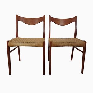 Teak & Paper Cord Dining Chairs by Ejner Larsen for Glyngore Stolefabrik, 1960s, Set of 2-RDW-561381