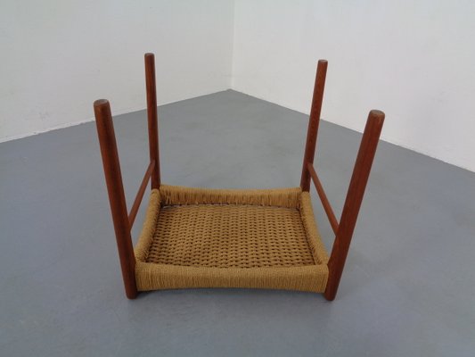 Teak & Paper Cord Ottoman by Ejner Larsen & Aksel Bender Madsen, 1960s-RDW-833728