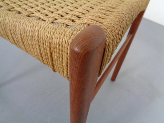 Teak & Paper Cord Ottoman by Ejner Larsen & Aksel Bender Madsen, 1960s-RDW-833728