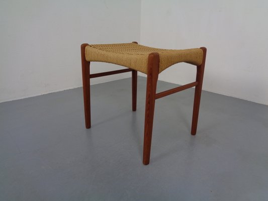 Teak & Paper Cord Ottoman by Ejner Larsen & Aksel Bender Madsen, 1960s-RDW-833728