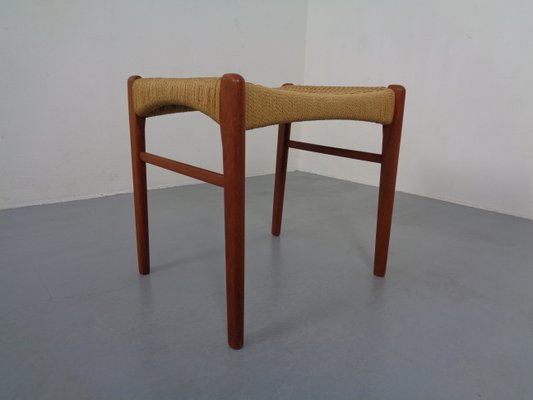 Teak & Paper Cord Ottoman by Ejner Larsen & Aksel Bender Madsen, 1960s-RDW-833728