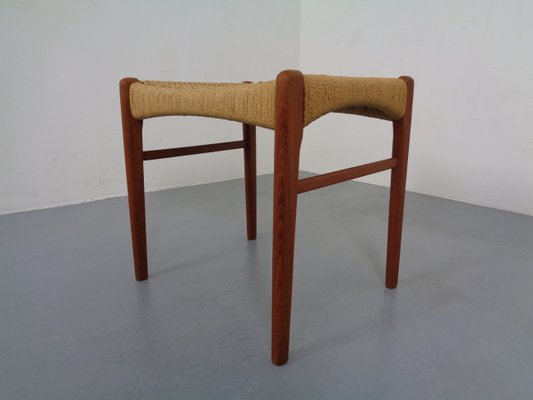 Teak & Paper Cord Ottoman by Ejner Larsen & Aksel Bender Madsen, 1960s-RDW-833728