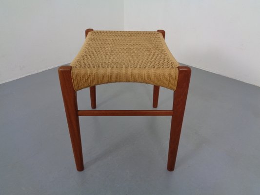 Teak & Paper Cord Ottoman by Ejner Larsen & Aksel Bender Madsen, 1960s-RDW-833728