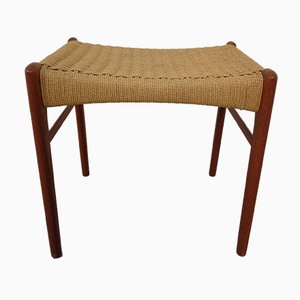 Teak & Paper Cord Ottoman by Ejner Larsen & Aksel Bender Madsen, 1960s-RDW-833728