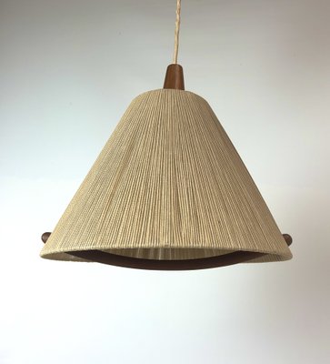 Teak Rope-Raffia Pendant Lamp from Temde, 1960s-WZZ-1382767