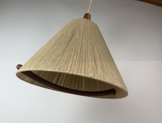 Teak Rope-Raffia Pendant Lamp from Temde, 1960s-WZZ-1382767