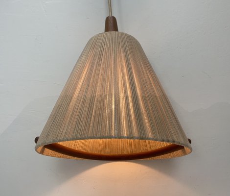 Teak Rope-Raffia Pendant Lamp from Temde, 1960s-WZZ-1382767