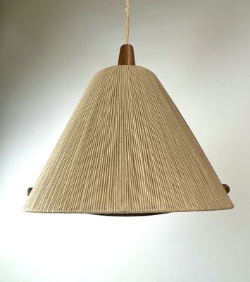 Teak Rope-Raffia Pendant Lamp from Temde, 1960s-WZZ-1382767