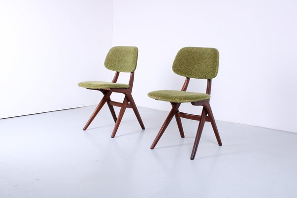 Teak Scissor Dining Chairs attributed to Louis van Teeffelen for Webe, 1950s, Set of 2-XT-1742813