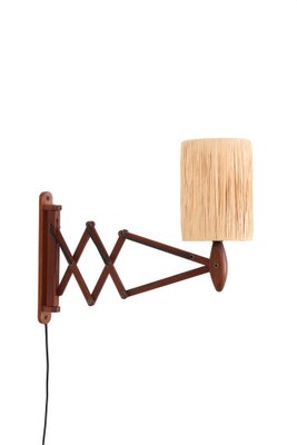 Teak Scissor Light with Papercord Shade, 1950s-NIX-1763680