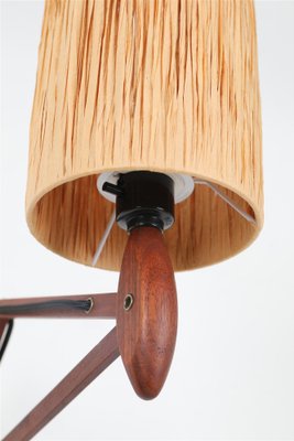 Teak Scissor Light with Papercord Shade, 1950s-NIX-1763680