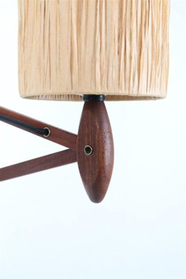 Teak Scissor Light with Papercord Shade, 1950s-NIX-1763680