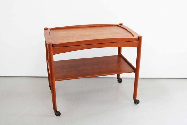 Teak Serving Trolley with Tray by Poul Hundevad, Denmark, 1960s-FJP-1771625