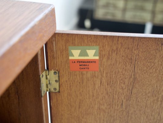 Teak Sideboard with Fabric and Brass Details by Ilmari Tapiovaara for La Permanente Mobili Cantù, 1960s-ZYF-731375