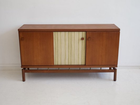 Teak Sideboard with Fabric and Brass Details by Ilmari Tapiovaara for La Permanente Mobili Cantù, 1960s-ZYF-731375