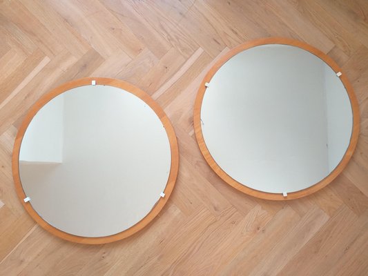 Teak Wall Mirrors, Denmark, 1960s, Set of 2-TZ-1048913