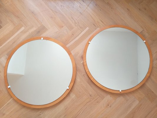 Teak Wall Mirrors, Denmark, 1960s, Set of 2-TZ-1048913