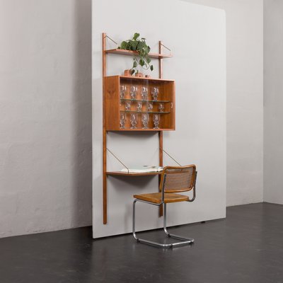 Teak Wall Unit with Desk and Vitrine by Poul Cadovius for Cado, 1960s-UE-1934230