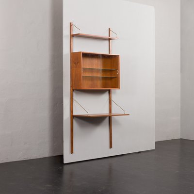 Teak Wall Unit with Desk and Vitrine by Poul Cadovius for Cado, 1960s-UE-1934230