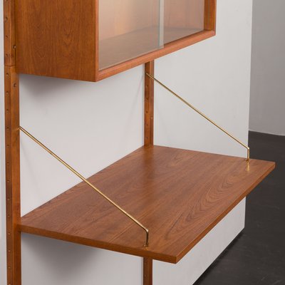 Teak Wall Unit with Desk and Vitrine by Poul Cadovius for Cado, 1960s-UE-1934230