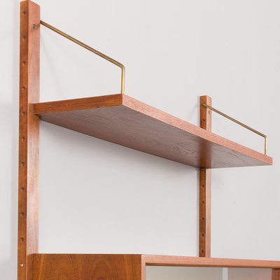 Teak Wall Unit with Desk and Vitrine by Poul Cadovius for Cado, 1960s-UE-1934230