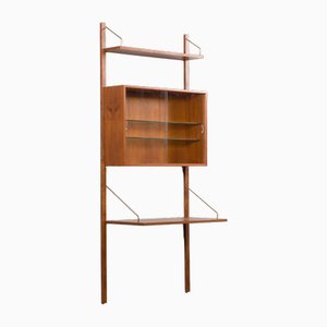 Teak Wall Unit with Desk and Vitrine by Poul Cadovius for Cado, 1960s-UE-1934230