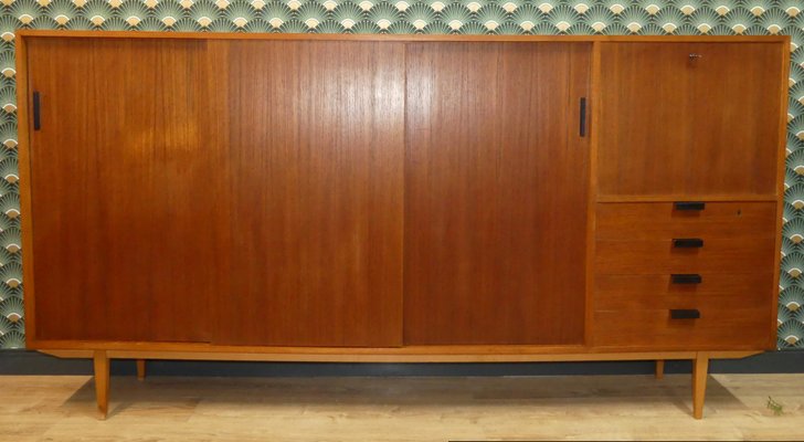 Teak Wall Unit with Secretaire, 1960s-AFE-844836