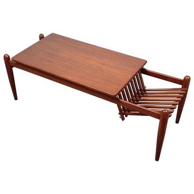 Teak Wood Coffee Table Magazine Rack, Italy, 1960s-LYQ-1171410