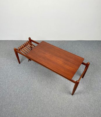 Teak Wood Coffee Table Magazine Rack, Italy, 1960s-LYQ-1171410